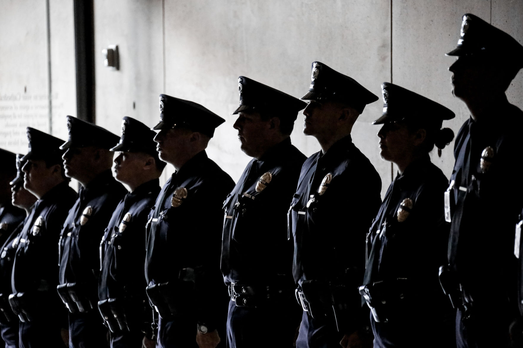 Officers at attention memorial for juan hose diaz courtesy mayor of los angeles.jpg